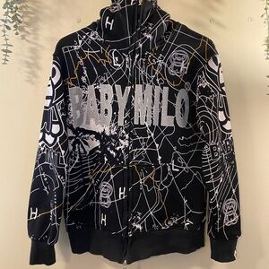Vintage Baby Milo A Bathing Ape Black Graphic Zip-Up Hoodie